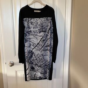 Cluny Black and Gray Long Sleeve Dress